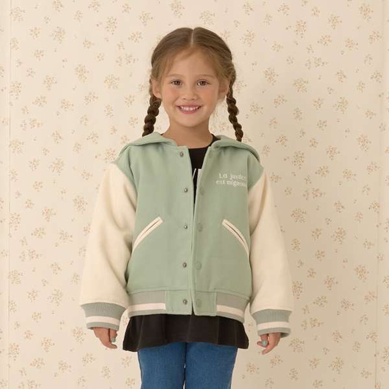 Sailor Collar Varsity Jacket,Beige, large image number 21