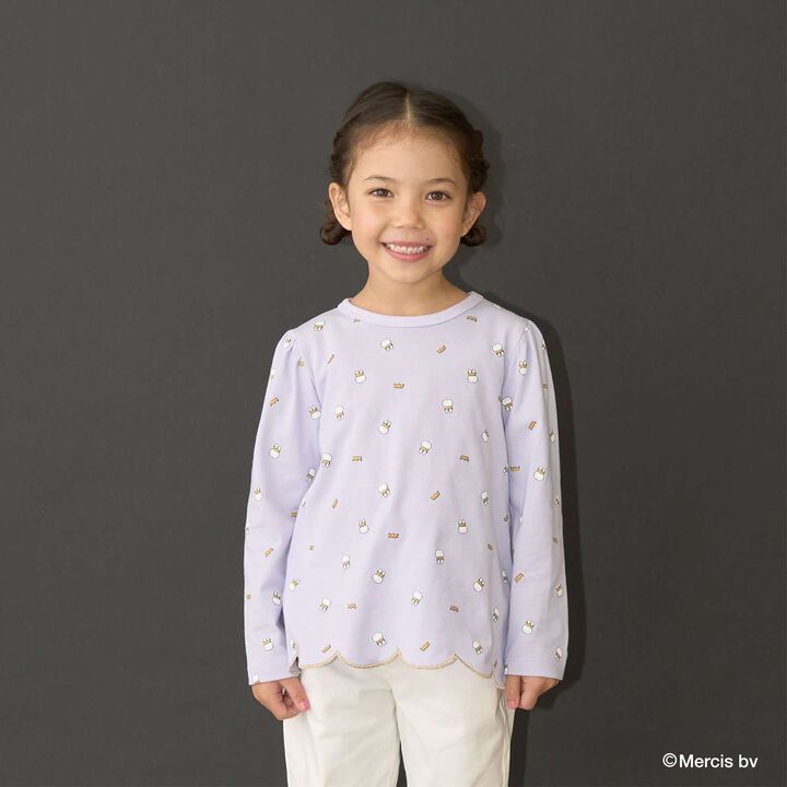 [Miffy] All-Over Pattern Scalloped Hem A-Line T-Shirt,Lavender, medium image number 0