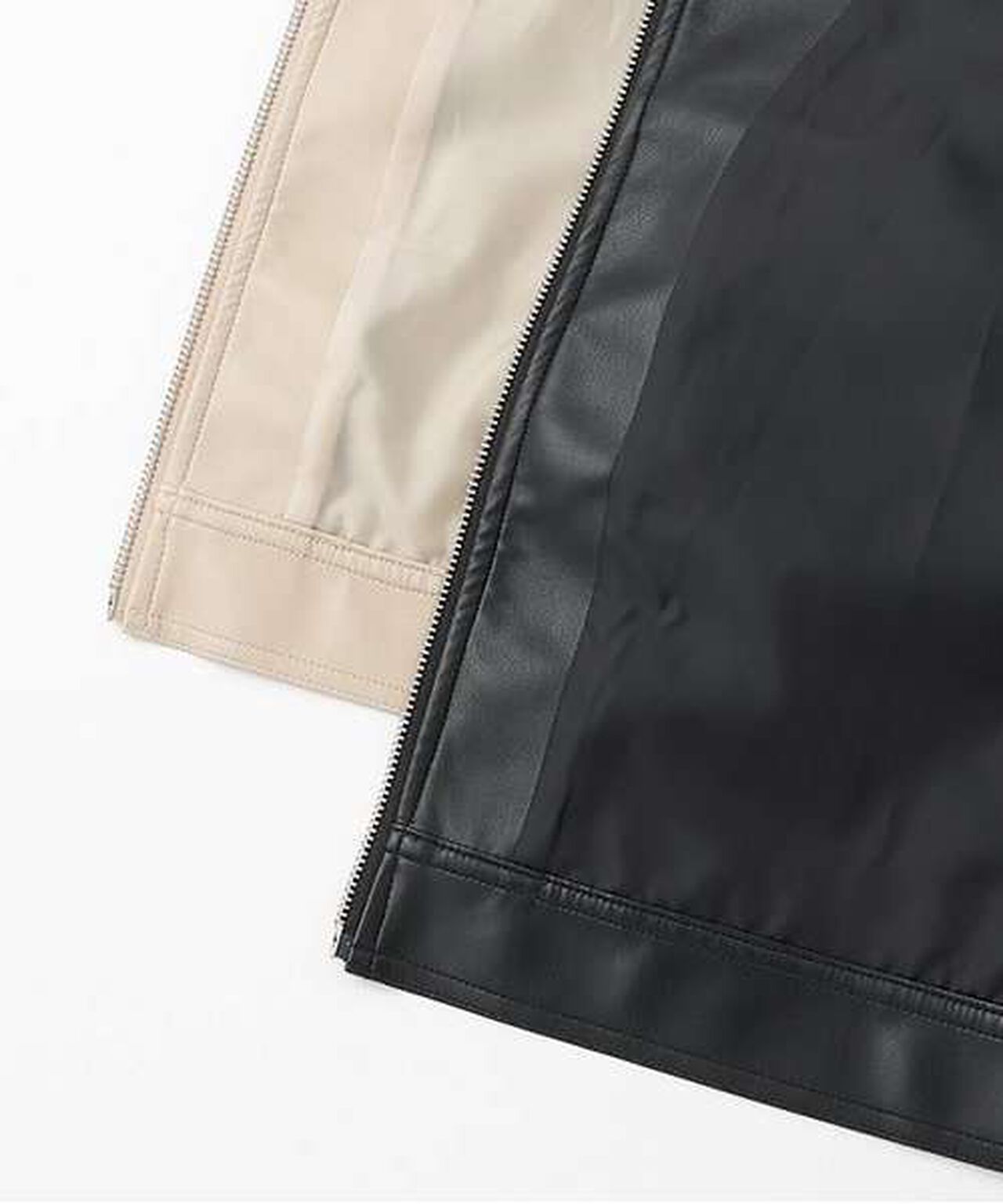 Compact Leather Jacket,Ivory, large image number 3