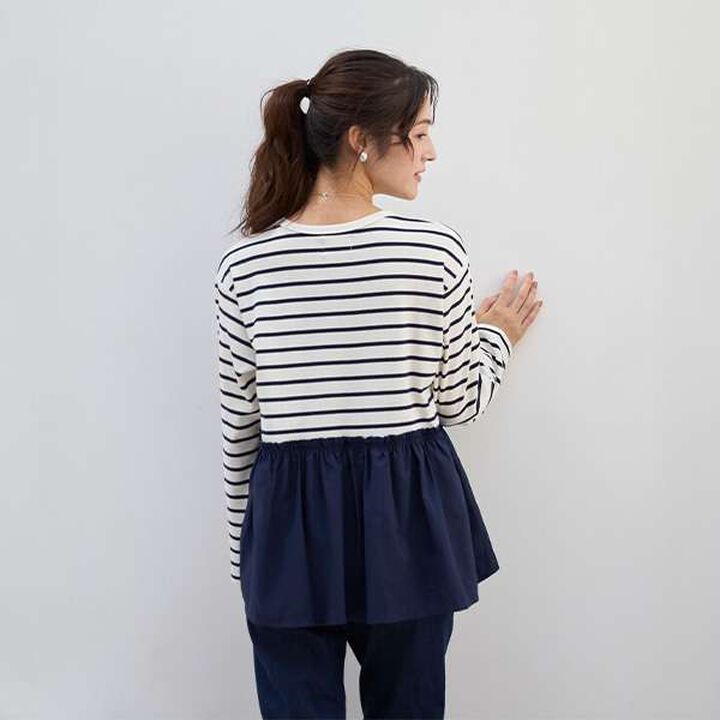 [Link] Ribbon Peplum Long T-Shirt,Ivory, medium image number 10