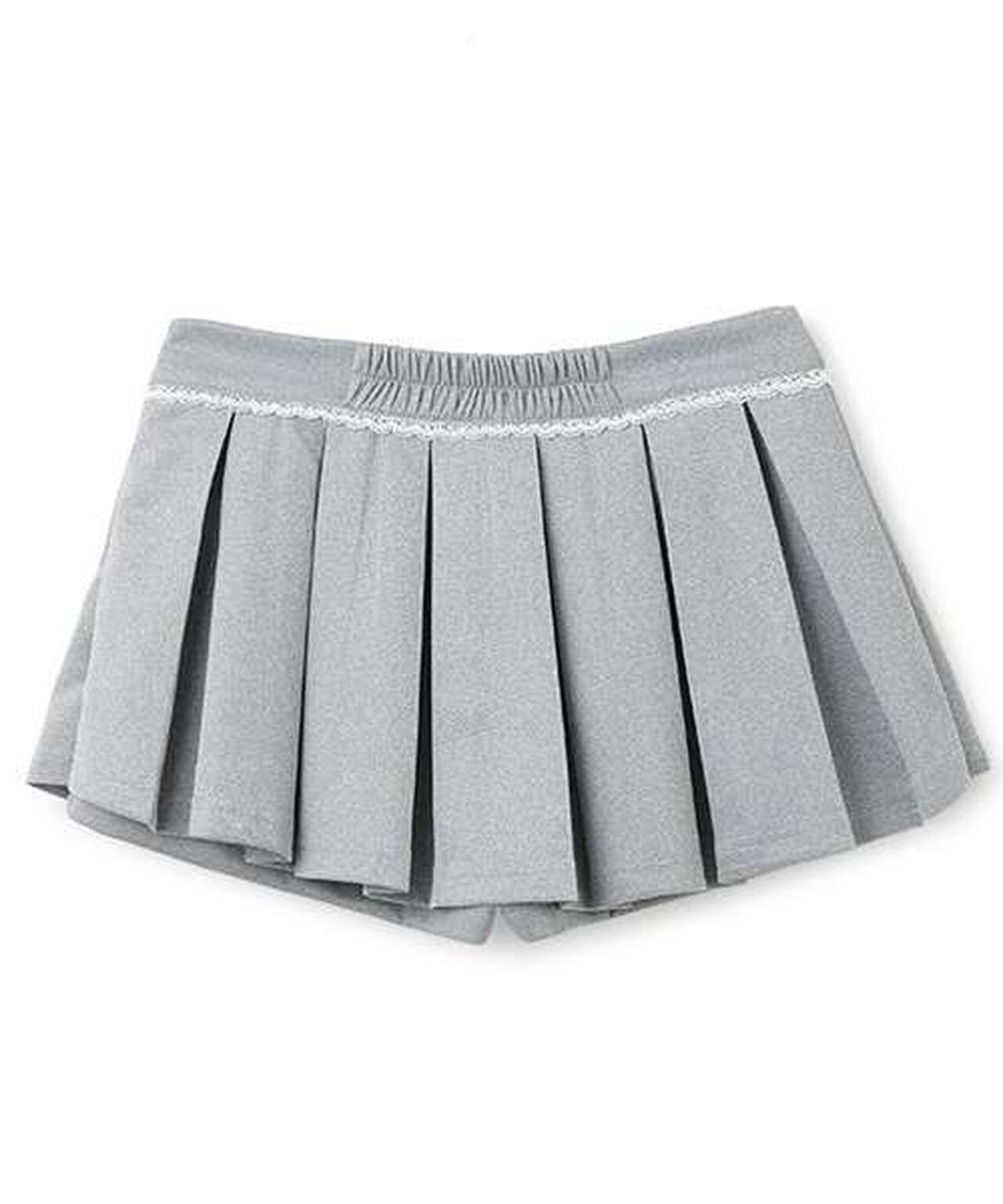 Cardboard Pleats Mini Skirt with Shorts [Korean Fashion],Gray, large image number 4