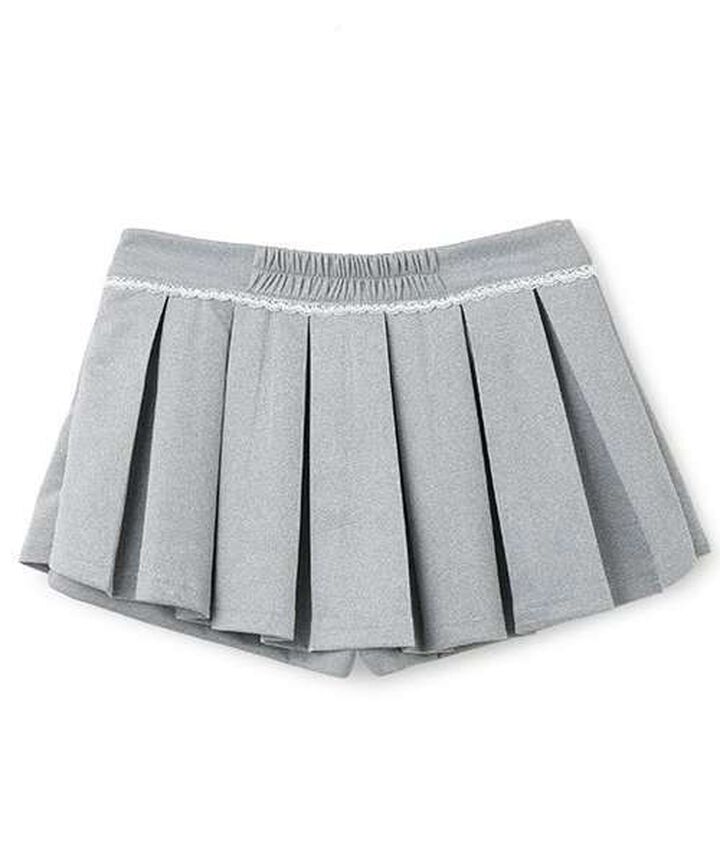 Cardboard Pleats Mini Skirt with Shorts [Korean Fashion],Gray, medium image number 4