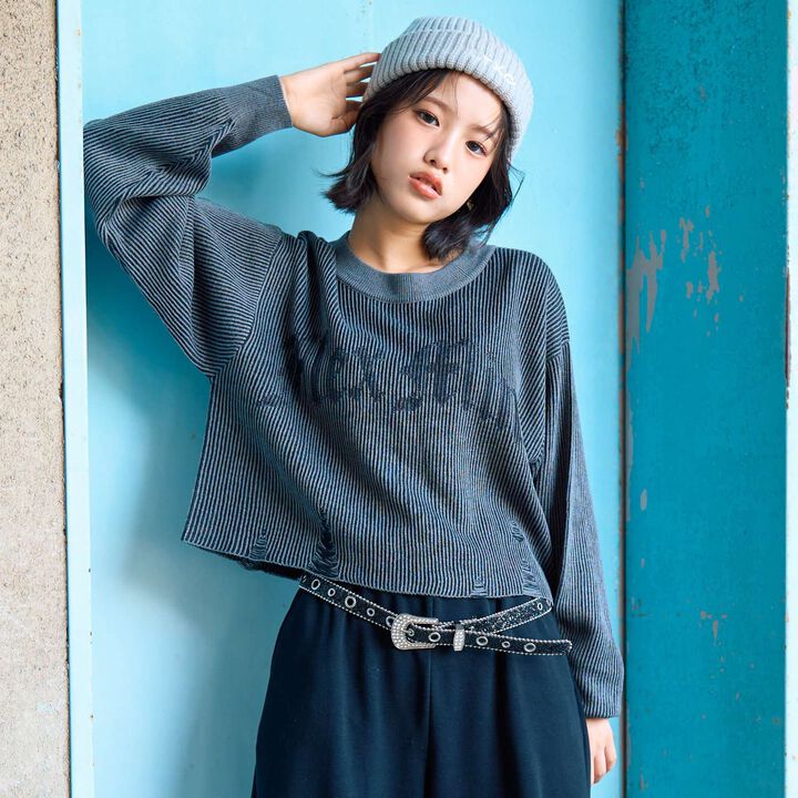 [LTXC] Logo Vintage Cropped Knitwear,Charcoal gray, medium image number 0