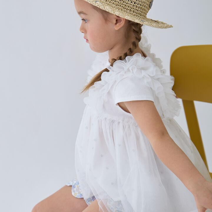Link Tulle Frill Tunic,Off white, medium image number 1