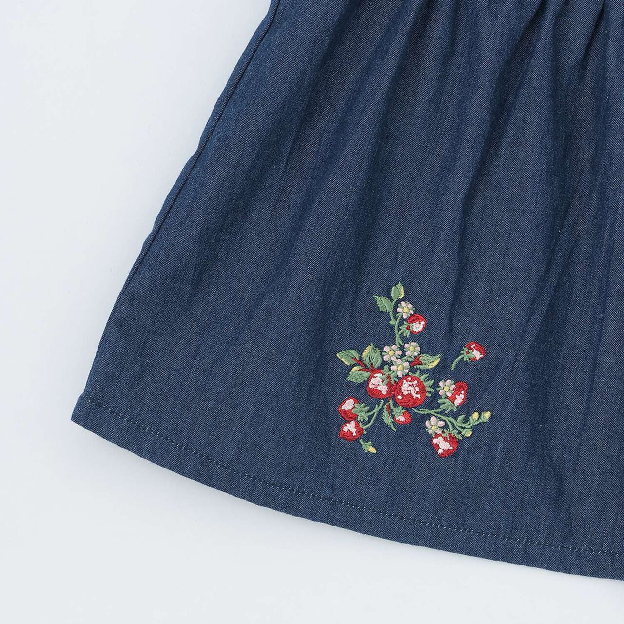 Wild Strawberry Embroidered Jumper Skirt,Navy, large image number 5