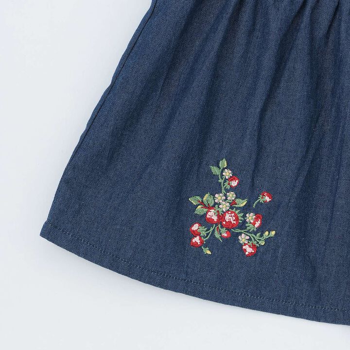 Wild Strawberry Embroidered Jumper Skirt,Navy, medium image number 5