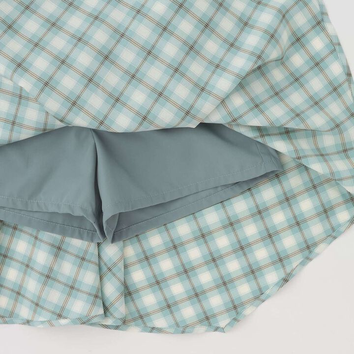 Gathered Check Shirt-Style Skirt with Inner Shorts [Kids Girls],Red, medium image number 10