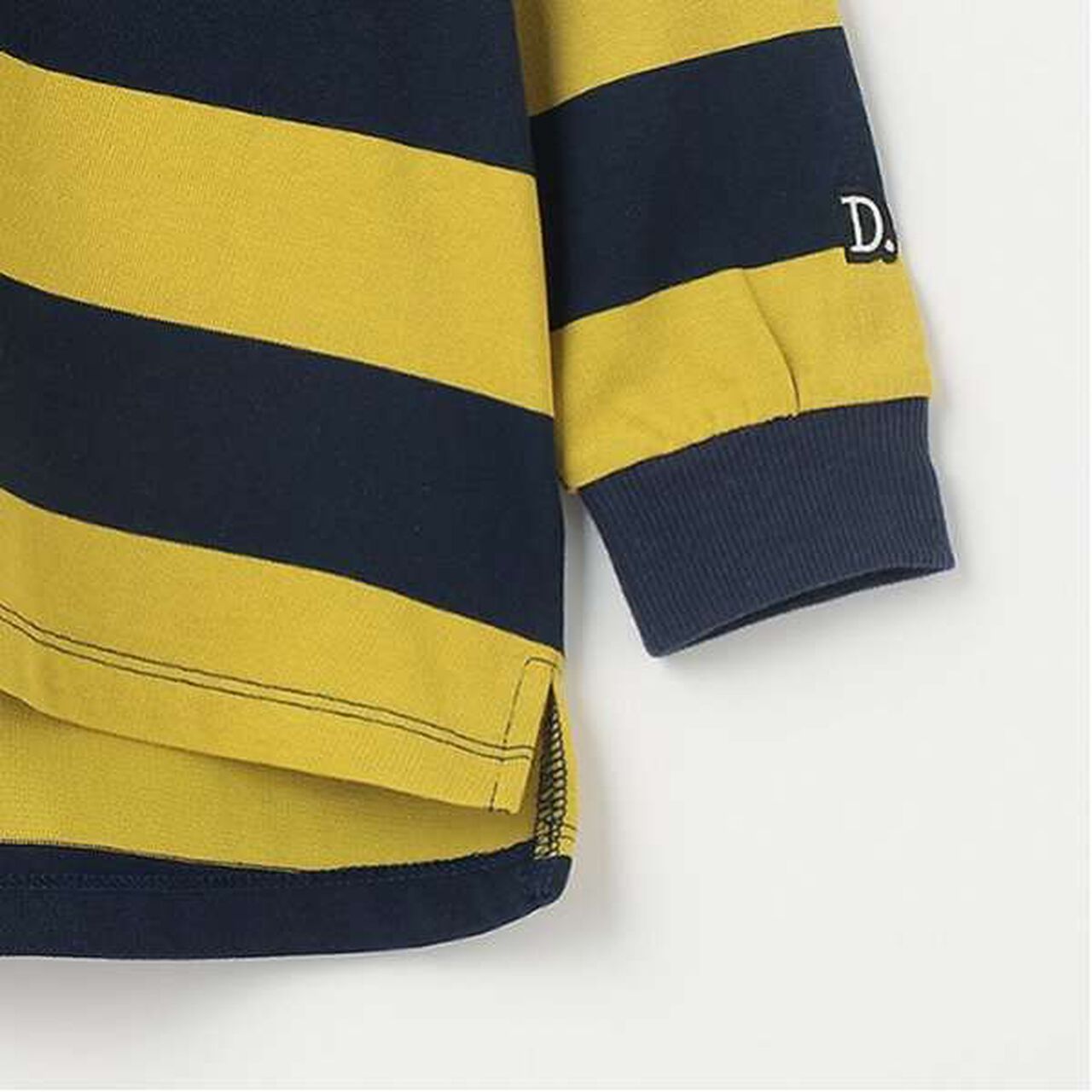 [365D.] Wide Stripe Pattern Long Sleeve T-Shirt with Ribbed Sleeves,Blue, large image number 7