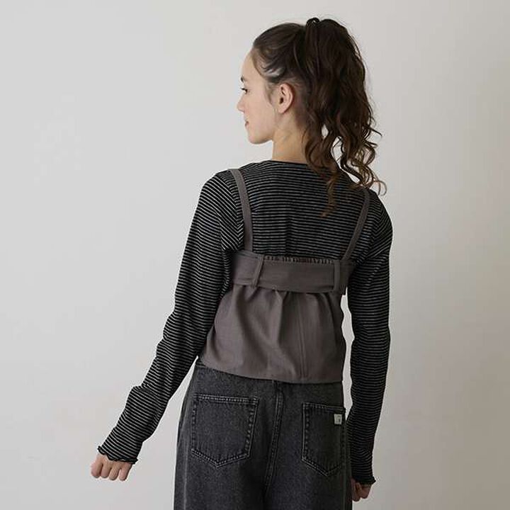 [AMI] Ribbon Bustier Long T-Shirt Set,Charcoal gray, medium image number 9