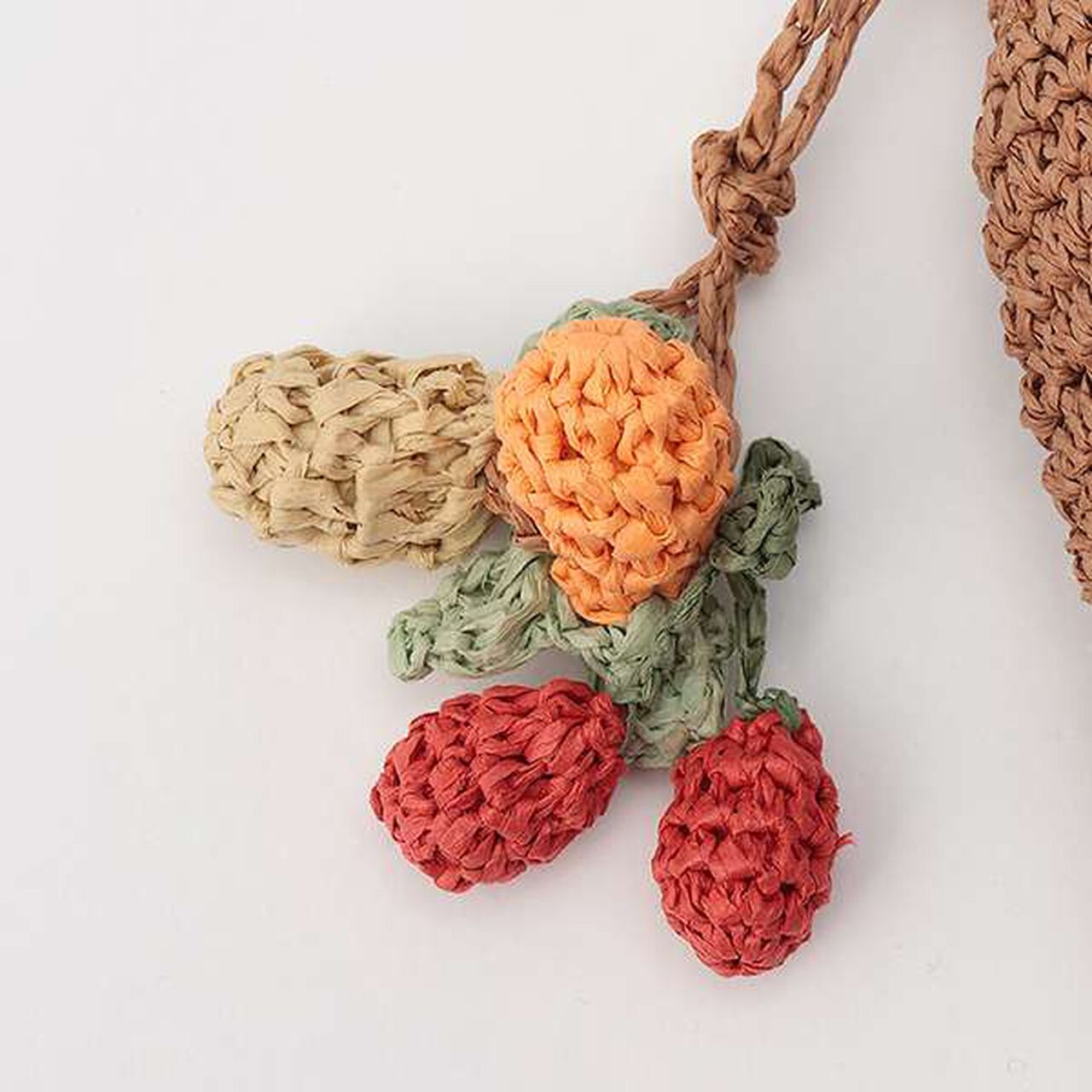 Woven Fruit Small Shoulder Bag,Camel, large image number 8