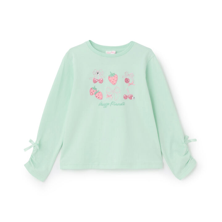 Strawberry Cherry Appliqu&eacute; Long-Sleeve T-Shirt,, medium