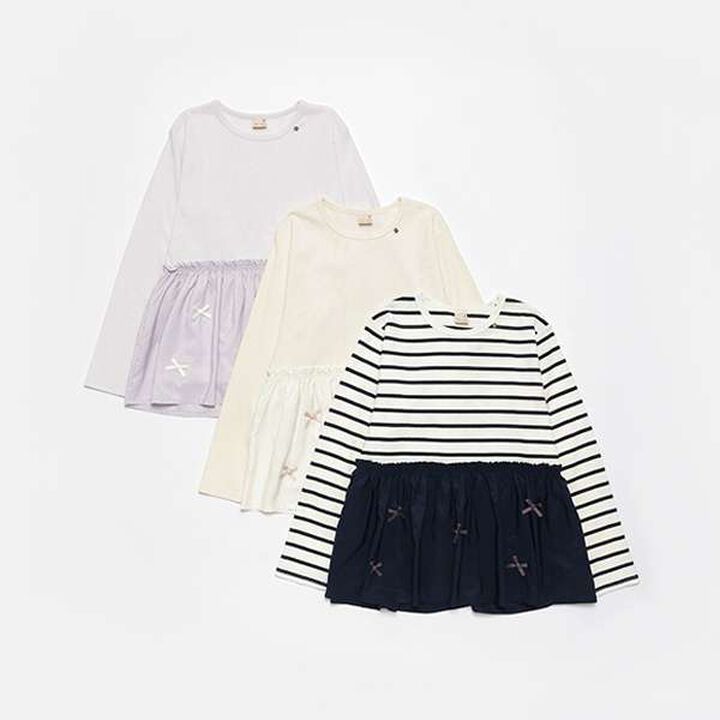 [Link] Ribbon Peplum Long T-Shirt,Lavender, medium image number 7