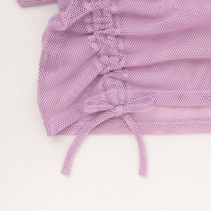 [Inner Lining Included] Mesh Drawstring Short Sleeve T-Shirt,Lavender, medium image number 20