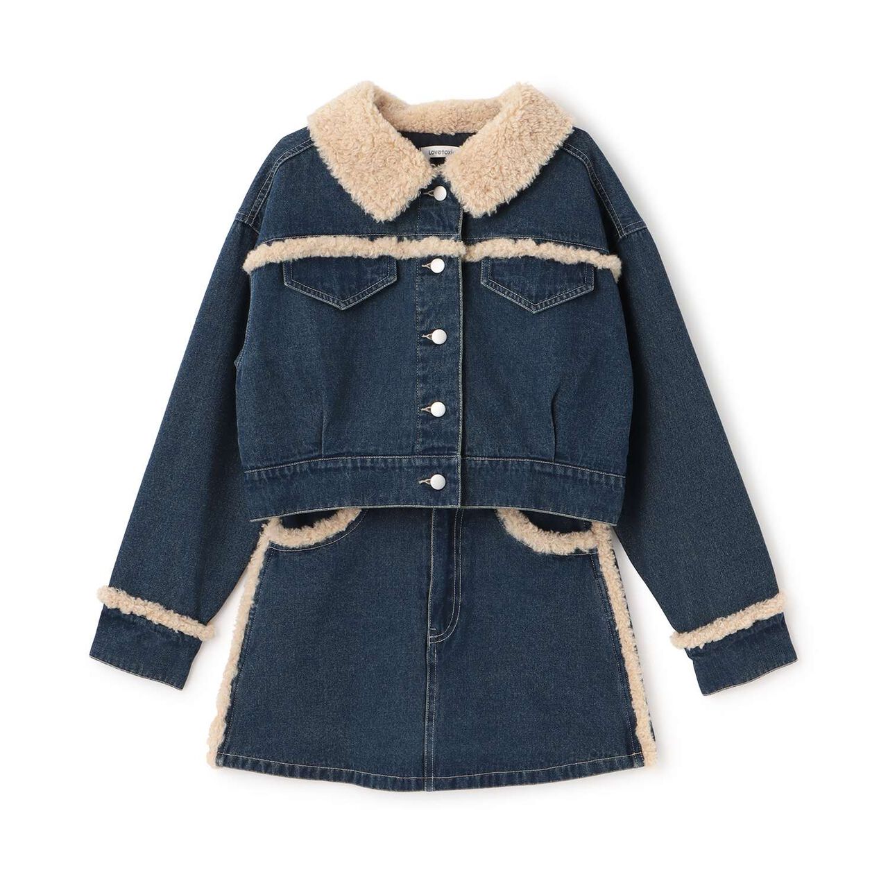 Reversible Quilted Denim Jacket Outfit Set,Navy, large image number 4