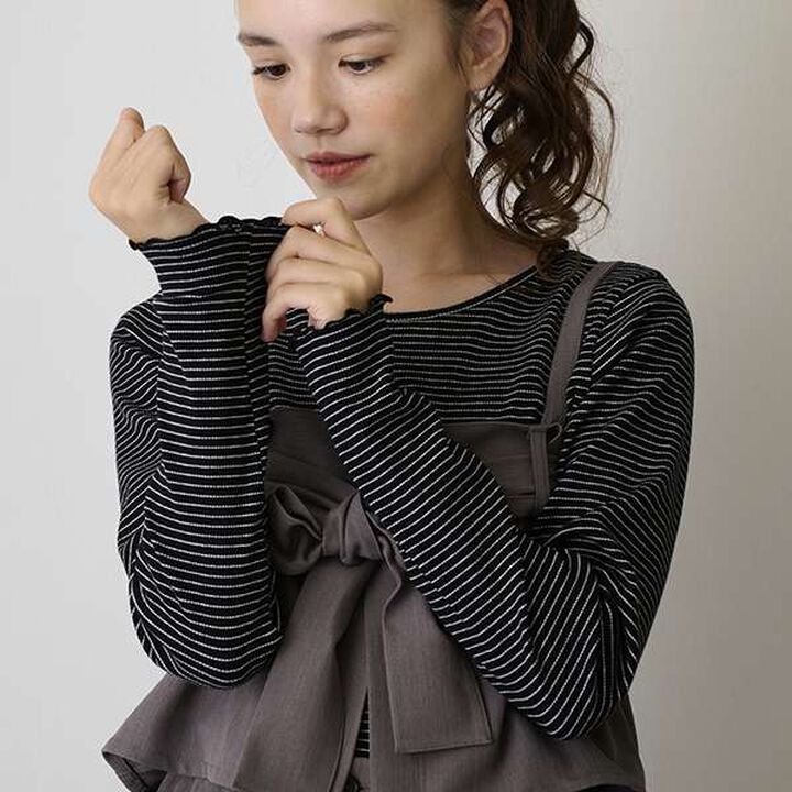 [AMI] Ribbon Bustier Long T-Shirt Set,Charcoal gray, medium image number 11