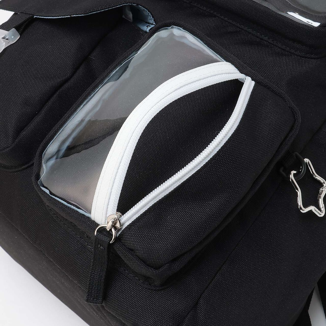 Casual Backpack with Charm,Black, large image number 10