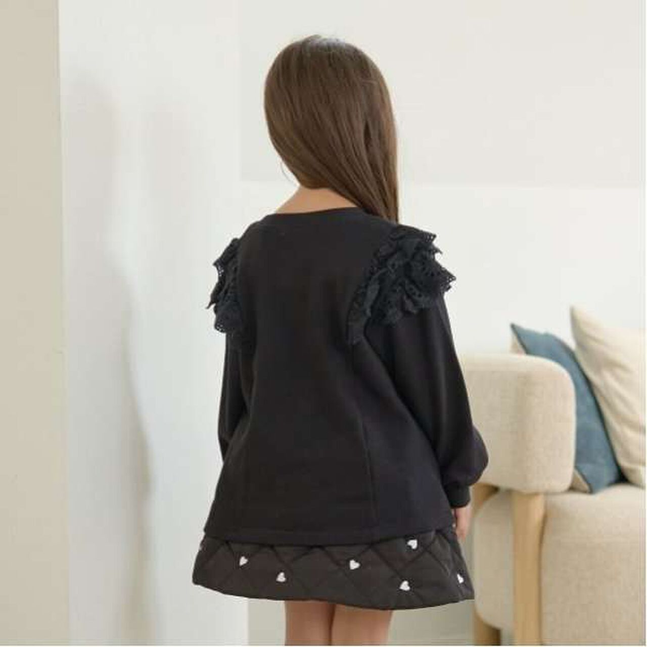 Pilling-Resistant A-Line Sweatshirt,Moss green, large image number 8