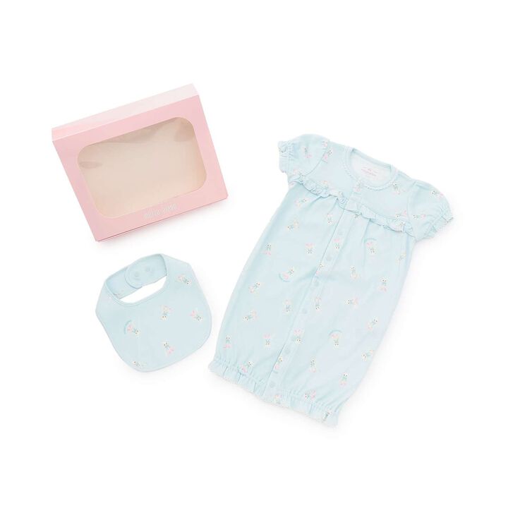 [Box Included] Animal Print Short-Sleeve 2WAY Romper & Bib Set,, medium