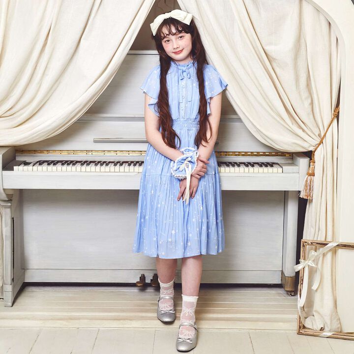 Assorted Fabric Pleated One-Piece Dress♪,, medium