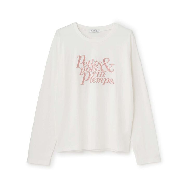Logo Embroidery Long-Sleeve T-Shirt,Off white, medium image number 2