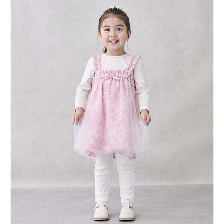 Floral Tulle Dress Set,Pink, medium image number 1