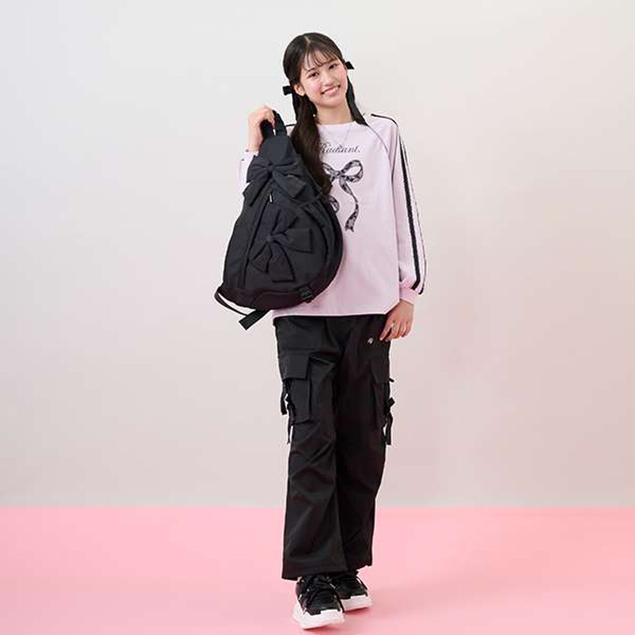 [Water-Repellent] Ribbon One-Shoulder Sling Bag,Black, large image number 15