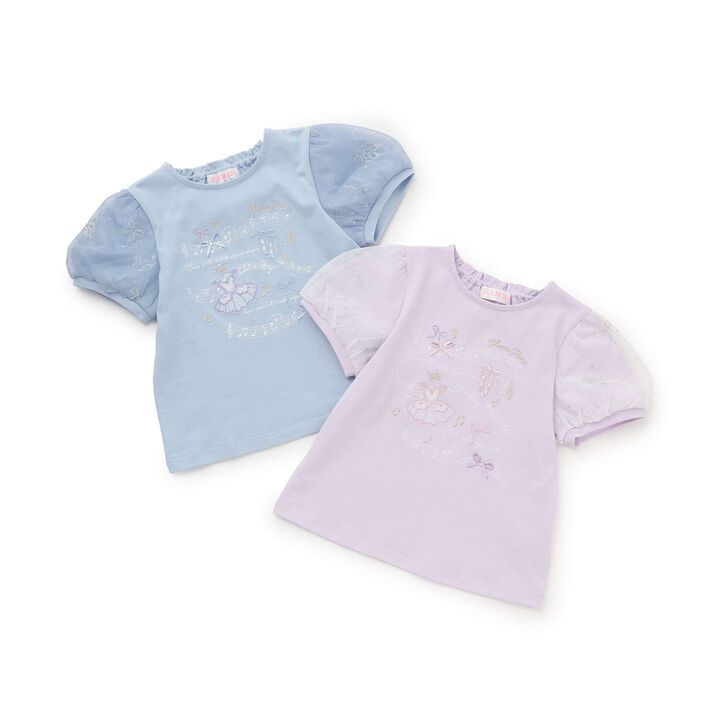 Ballet & Music Note Puff Sleeve T-Shirt,Lavender, medium image number 3