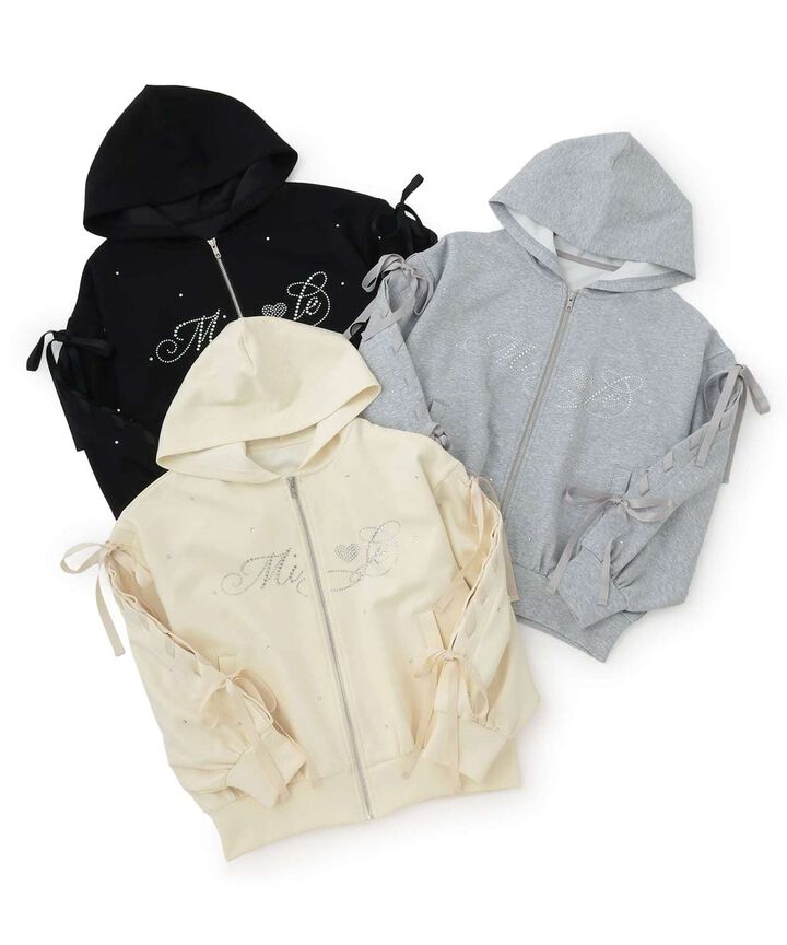 Lace-Up Stone Wash Loose Hoodie,Black, medium image number 12
