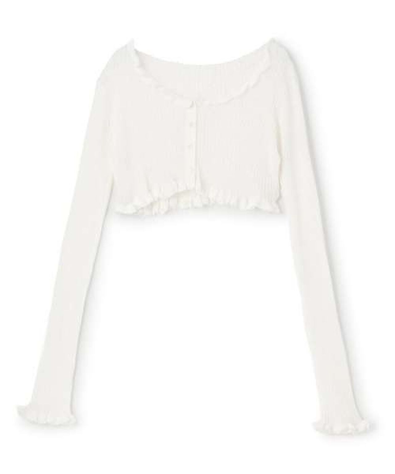 Ruffle Knit Cardigan,Light green, large image number 7