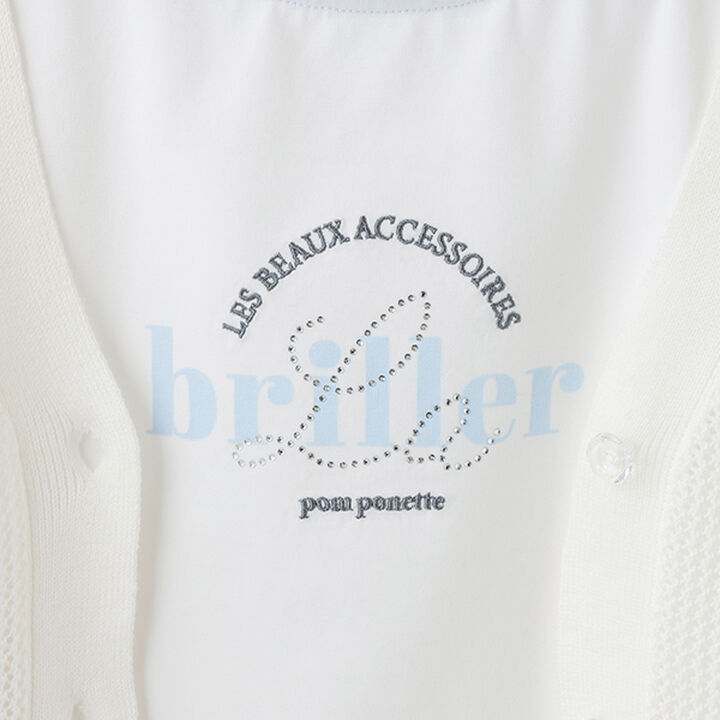 Mesh Knit Cardigan and Long Sleeve T-Shirt Set,Cream, medium image number 14