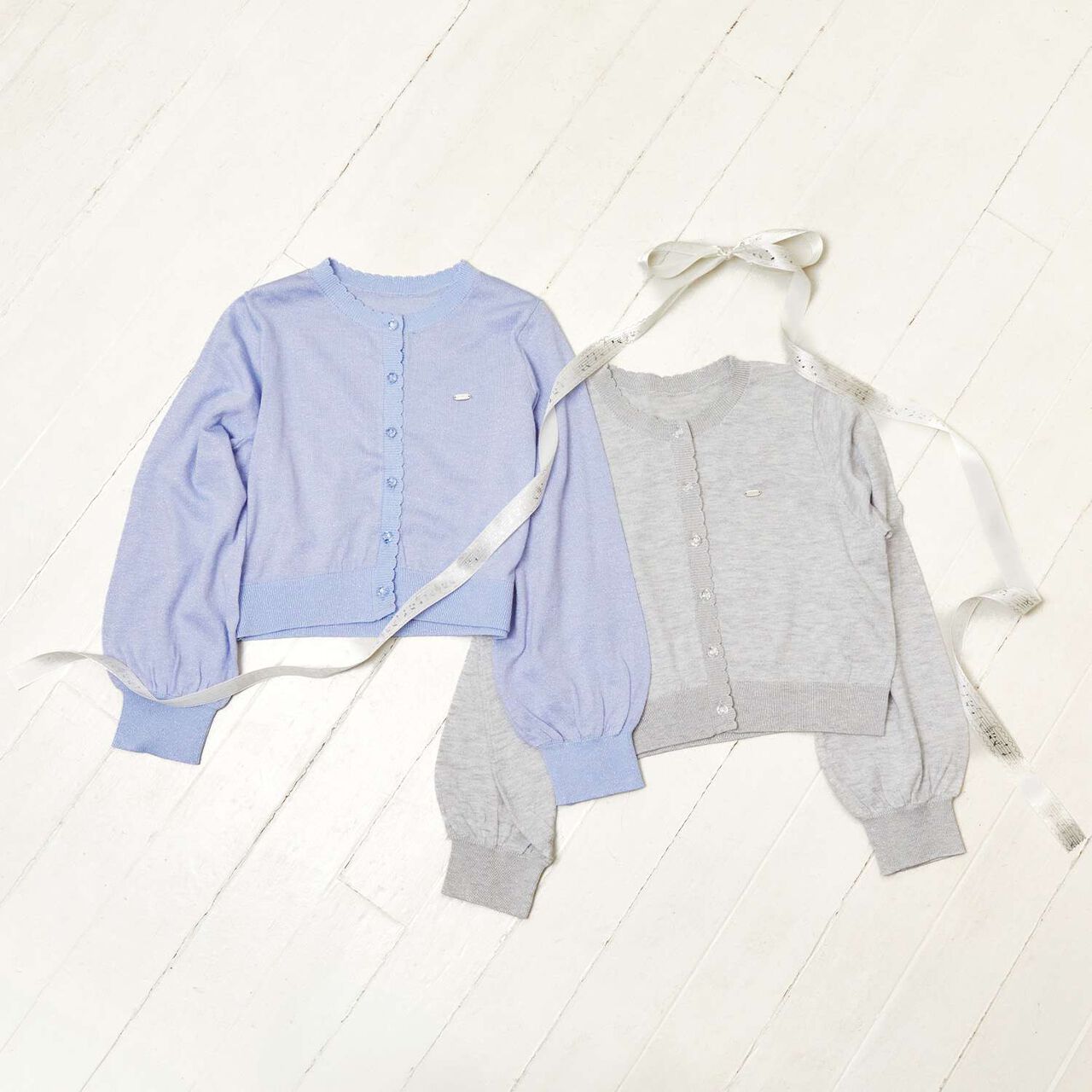 Lame Knit Cardigan♪,Light blue, large image number 12