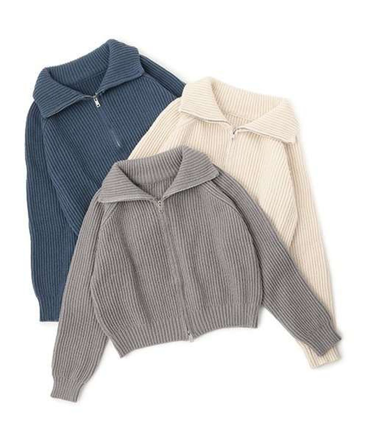 Stand Zip Knitwear,Top gray, large image number 6