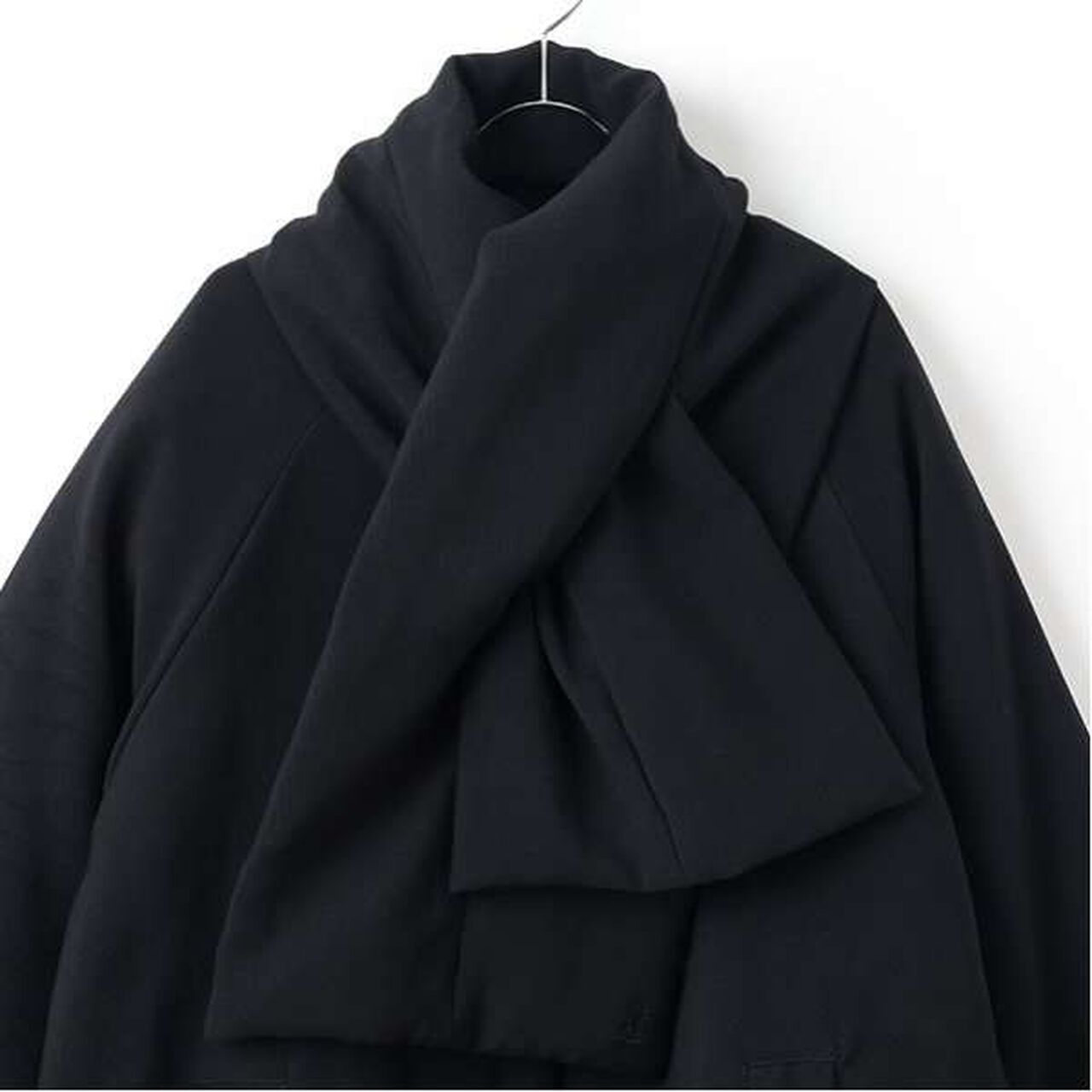 [AMI] [Web Exclusive] Tippet-Attached No-Collar Balloon Coat,Black, large image number 12