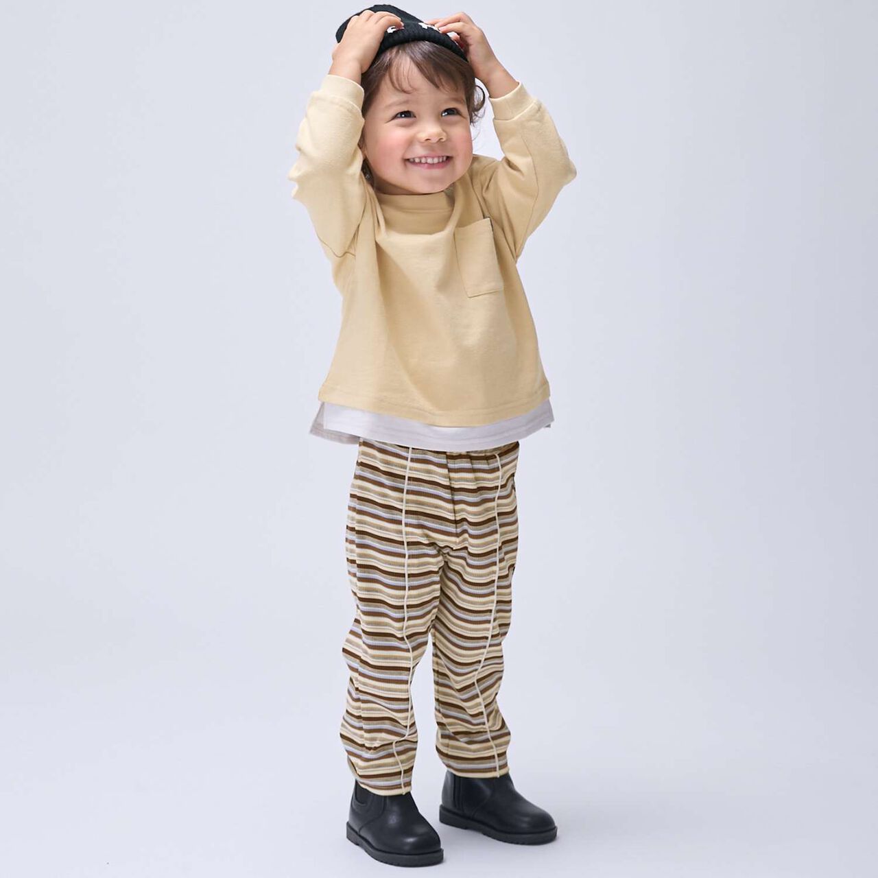 Multi-Stripe Ribbed Long-Sleeve T-Shirt,Pearl white, large image number 3