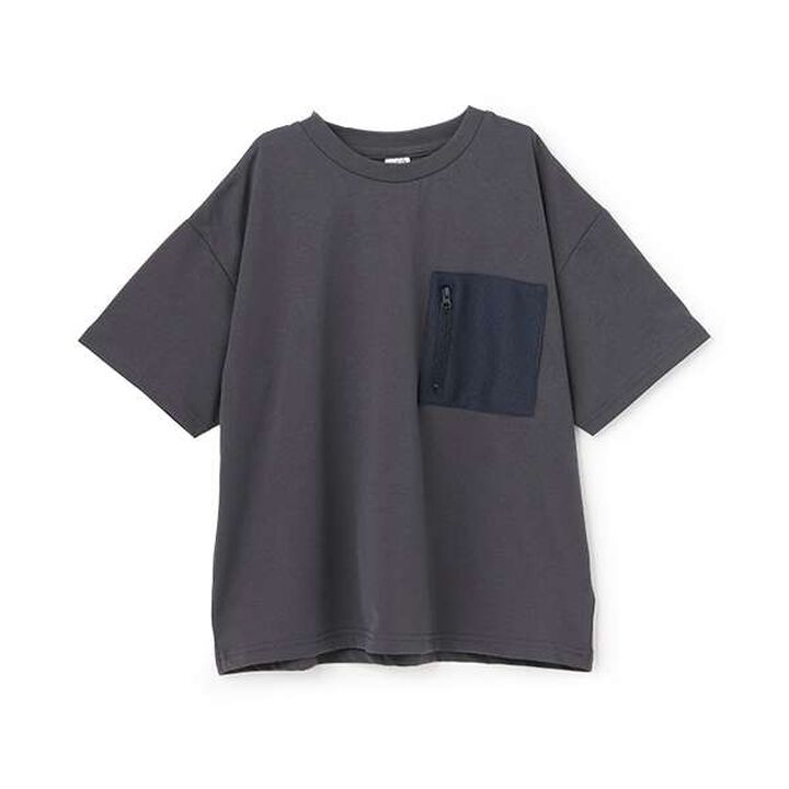 [Amphibious] Mesh Pocket Big Half T-Shirt,Charcoal gray, medium image number 22