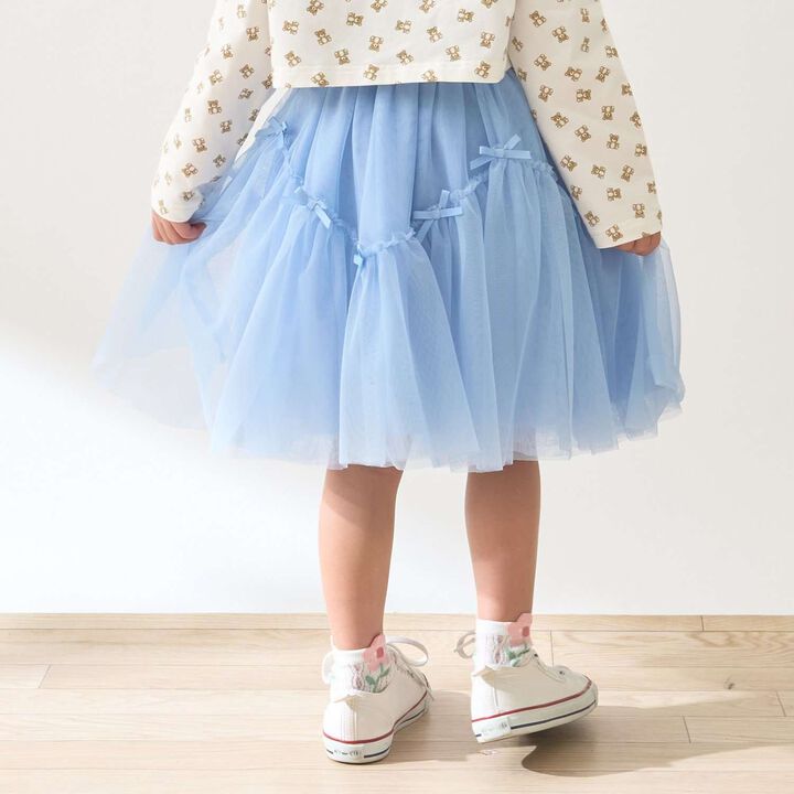 Wavy Panel Gathered Tulle Skirt [Lycee Mine Ballet Series],Black, medium image number 21