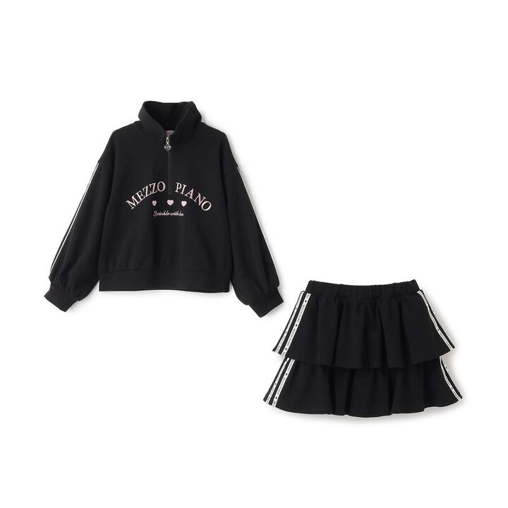 Half-Zip Pullover & Frill Skirt-Shorts Set,Lavender, medium image number 4