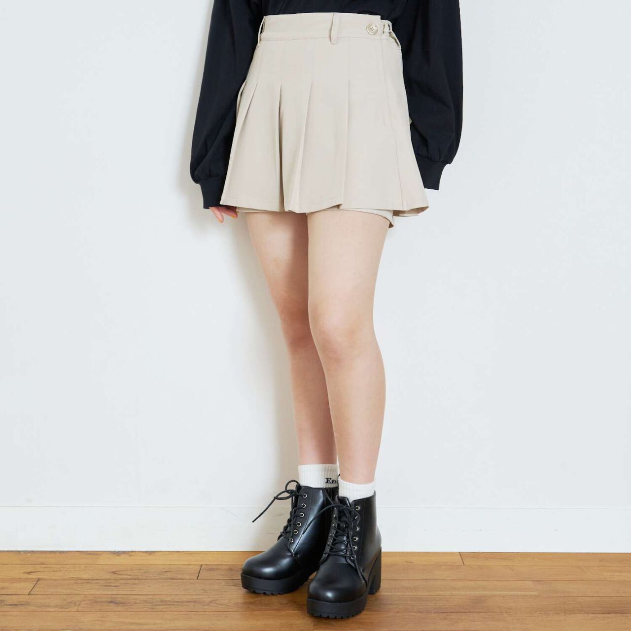 [LTXC] Style Boost Micro Mini Skirt with Shorts,Beige, large image number 2