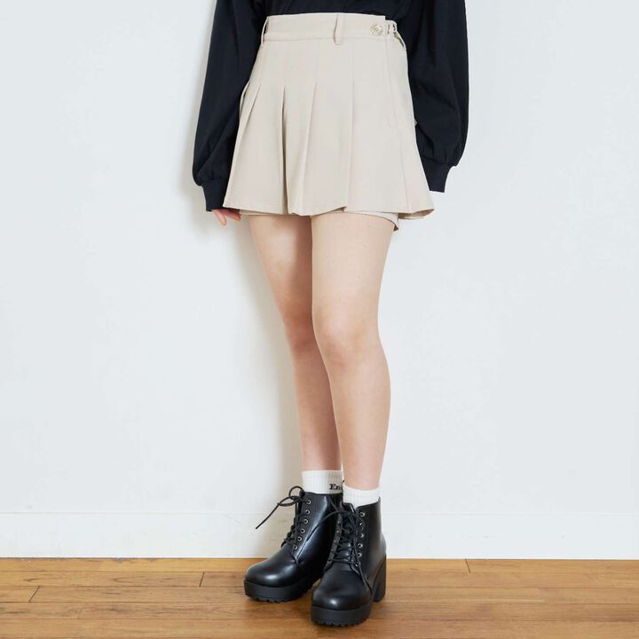 [LTXC] Style Boost Micro Mini Skirt with Shorts,Beige, medium image number 2