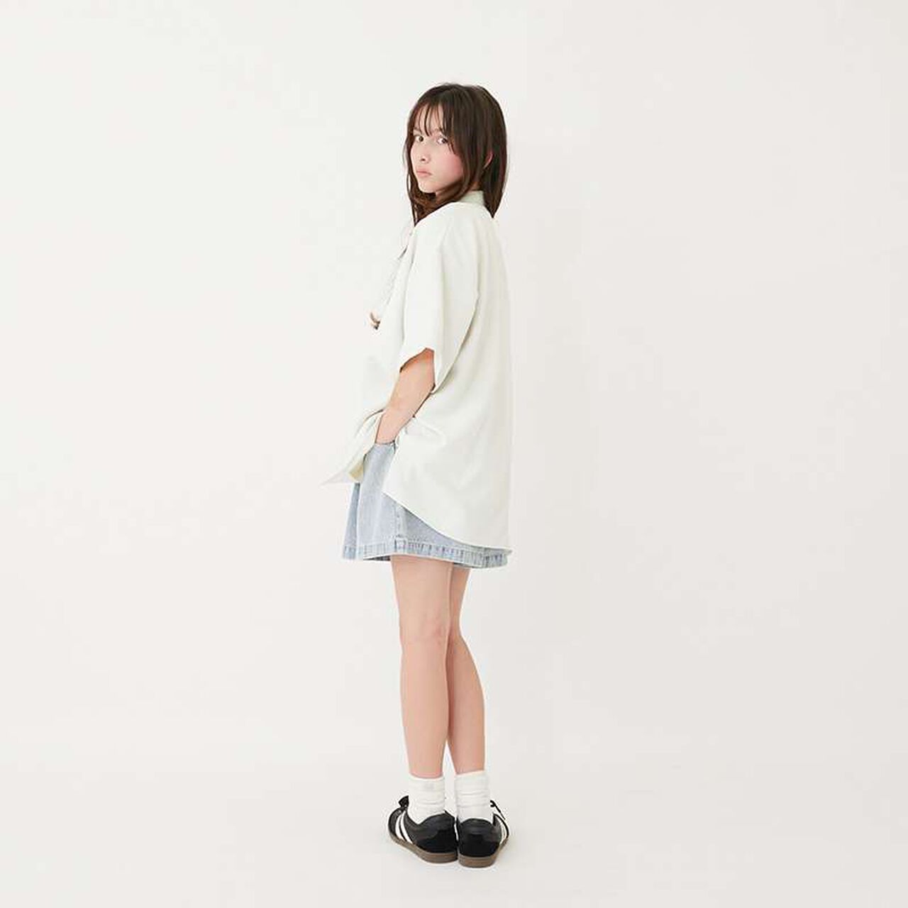 Melty Short-Sleeve Open-Collar Shirt,Ivory, large image number 9