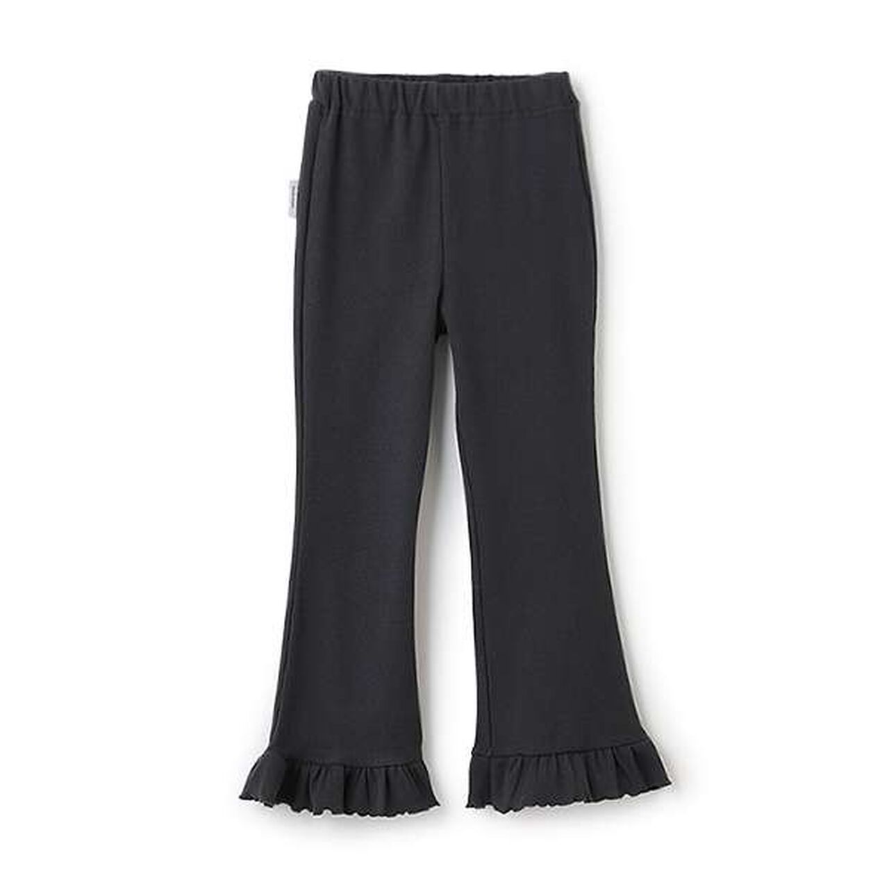 Anti-Stain Hem Frill Ribbed Pants,Charcoal gray, large image number 10