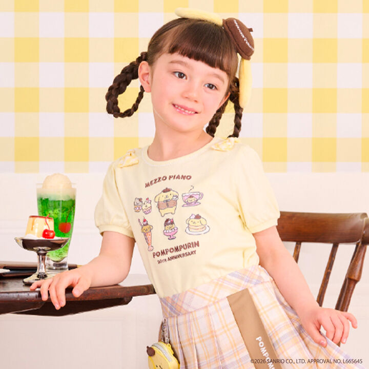 [Pompompurin] Scalloped Hem Puff Sleeve T-Shirt,, medium