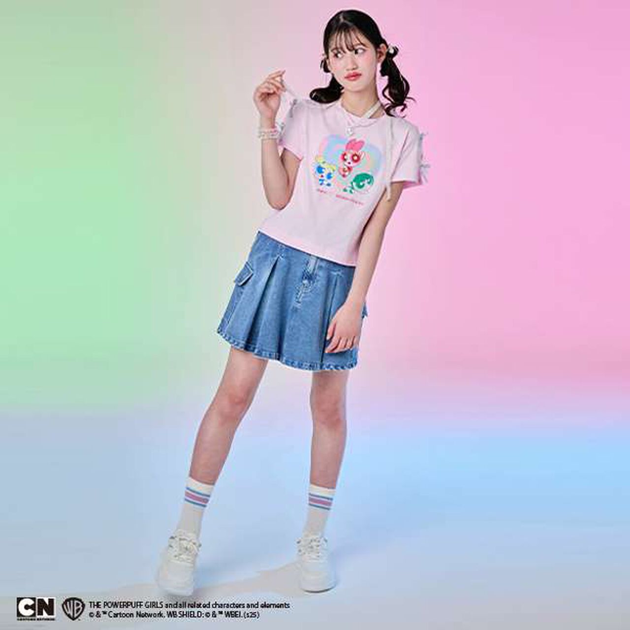 The Powerpuff Girls Sleeve Ribbon T-Shirt,Pink, large image number 13