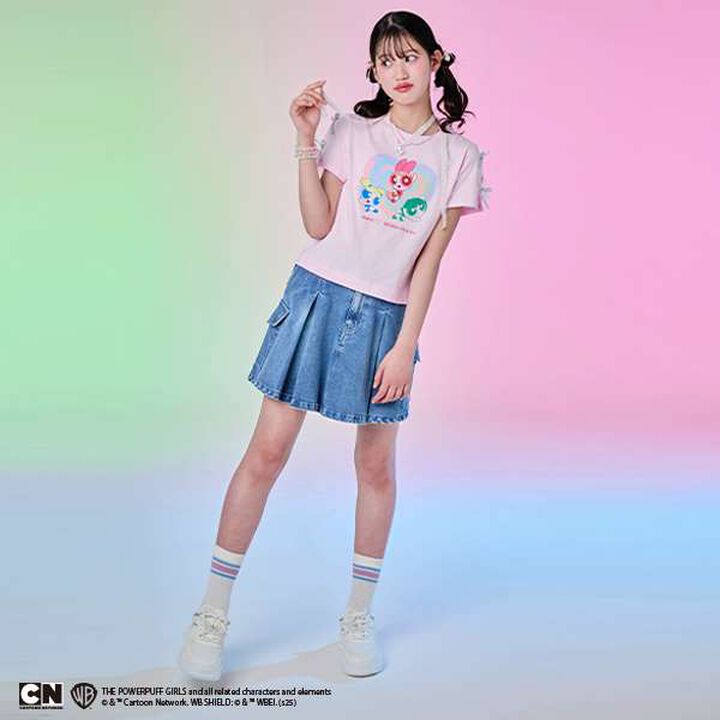 The Powerpuff Girls Sleeve Ribbon T-Shirt,Pink, medium image number 13