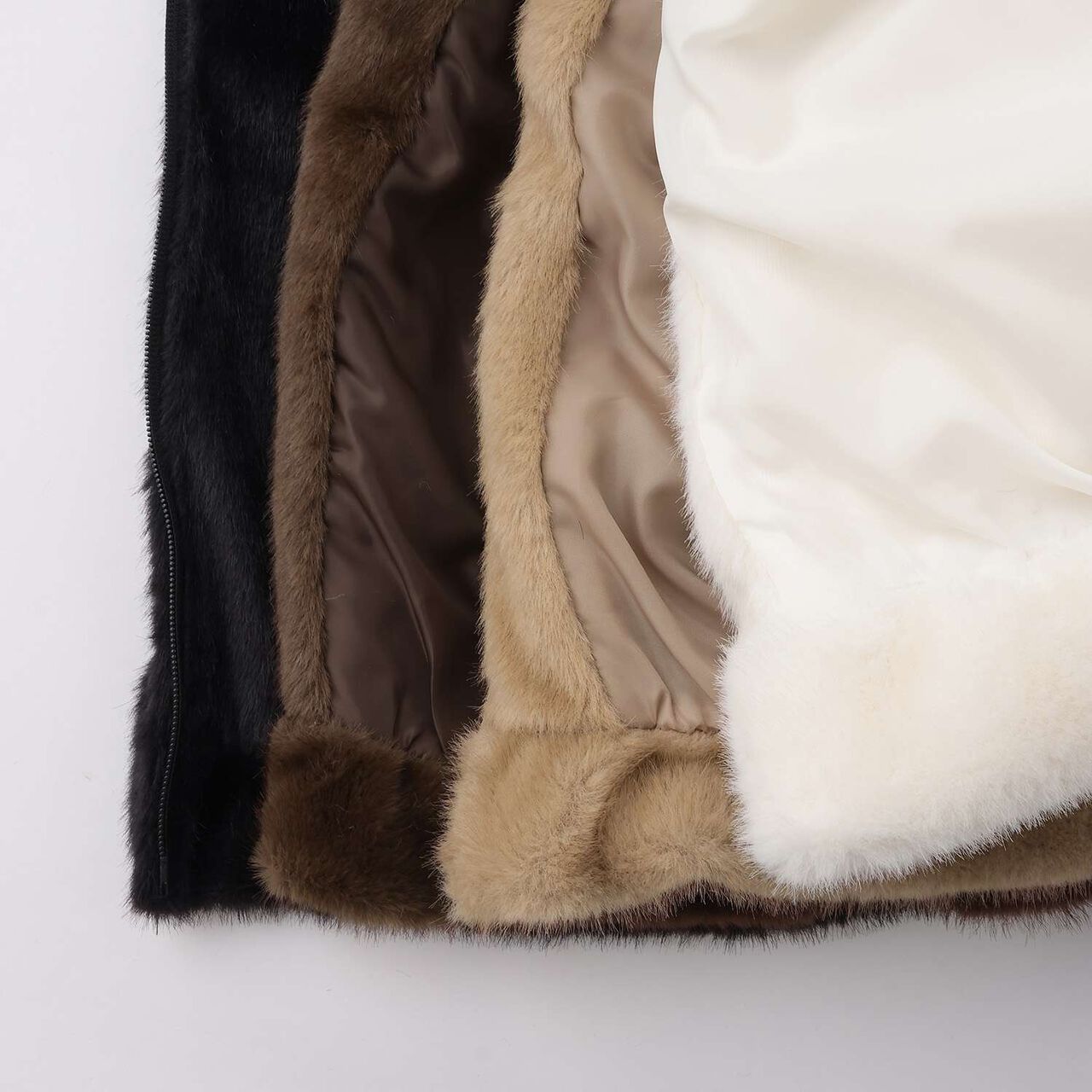 Double Zipper Faux Fur Bomber Jacket,Off white, large image number 21