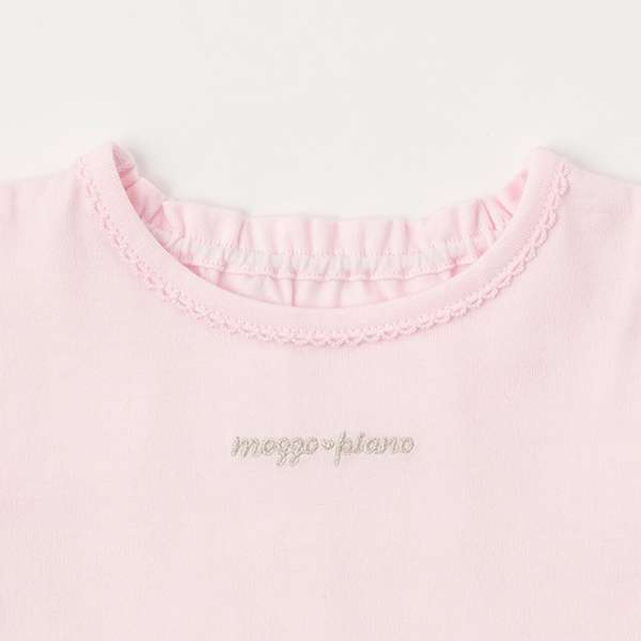 Flower Hem Frill Short-Sleeve Tunic,Light pink, large image number 2