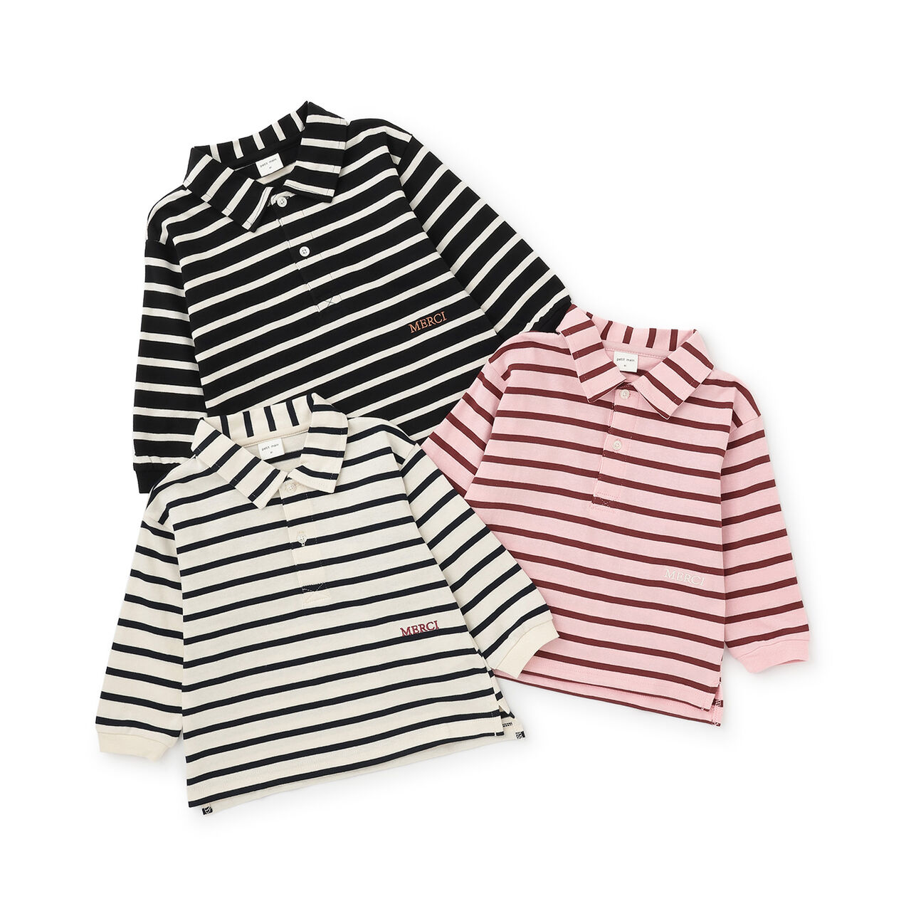 Stripe Polo Collar Long-Sleeve T-Shirt,Ivory, large image number 12