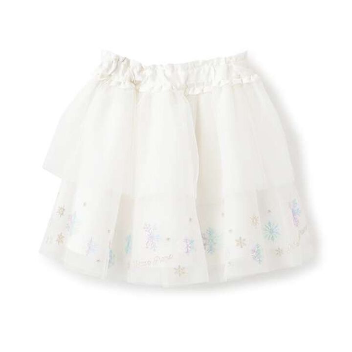 Snowflake Embroidered Tulle Skirt,Off white, medium image number 0