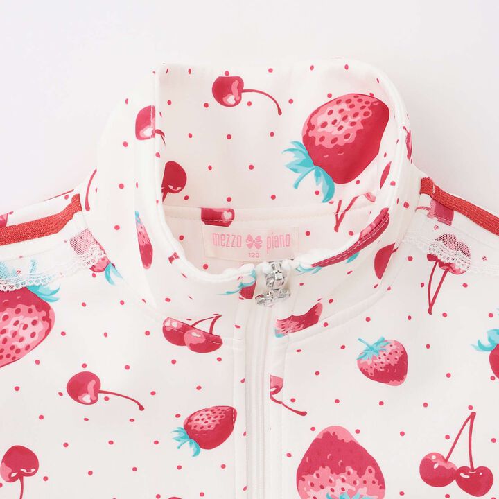 Strawberry Cherry Pattern Lace Sleeve Jersey,Black, medium image number 2