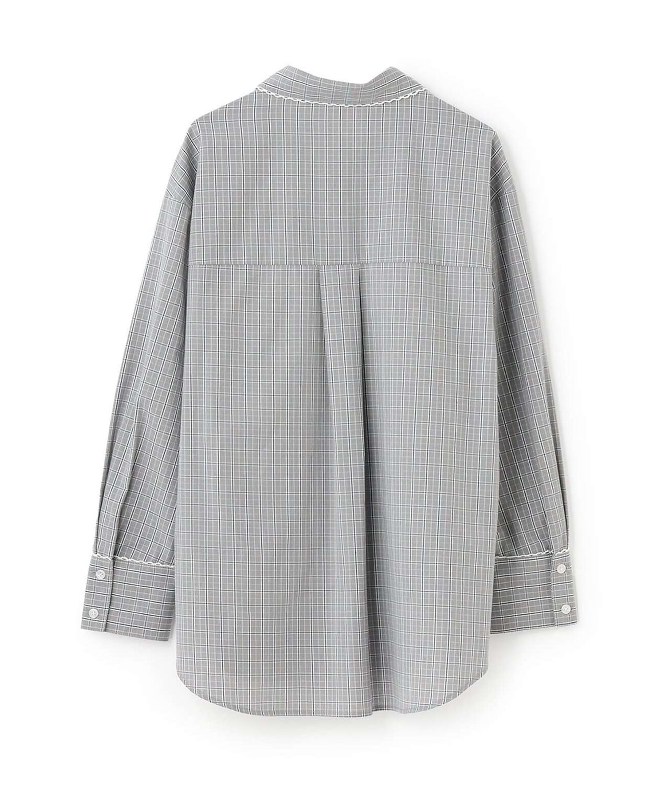 Checkered Shirt with Logo Plate [Korean Fashion],Gray, large image number 8